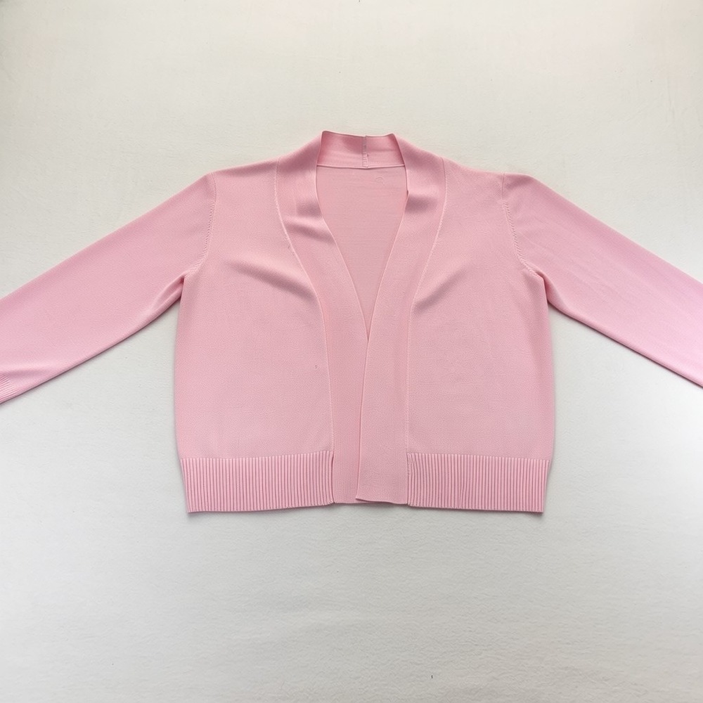 Cielo Cardigan Women XL Pink Open Front Knit Sweater Viscose Blend Ribbed Trim